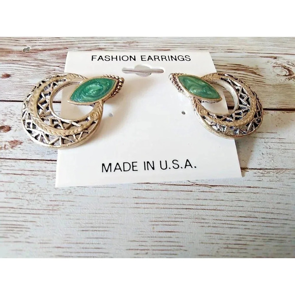 NWT Enchanting Blue and Silver Ethereal Drop Vintage 1980s Earrings - Picture 2 of 4